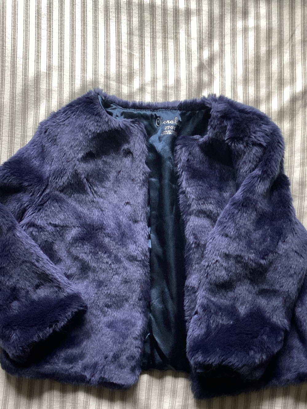 Cat & Jack Plush Faux Fur Jacket in Deep Blue